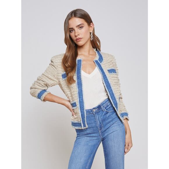 L’AGENCE Agnes Denim Tweed Jacket – Size Medium NWT - Picture 4 of 7